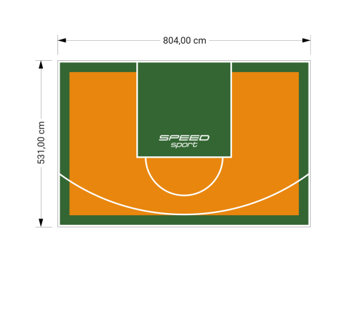43M2/531X804CM POMARAŃCZOWO-ZIELONE BOISKO DO KOSZYKÓWKI SPEEDSPORT HEXA POWER PRO