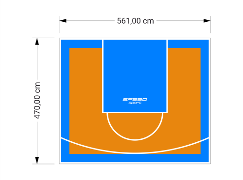 26M2/470X561CM POMARAŃCZOWO-BŁĘKITNE BOISKO DO KOSZYKÓWKI SPEEDSPORT HEXA POWER PRO