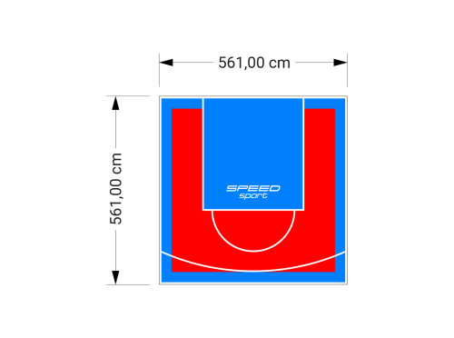 32M2/561X561CM CZERWONO-BŁĘKITNE BOISKO DO KOSZYKÓWKI SPEEDSPORT HEXA POWER PRO