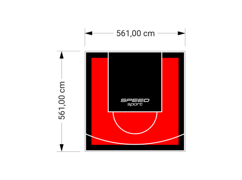 32M2/561X561CM CZERWONO-CZARNE BOISKO DO KOSZYKÓWKI SPEEDSPORT HEXA POWER PRO