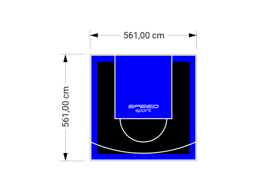 32M2/561X561CM CZARNO-NIEBIESKIE BOISKO DO KOSZYKÓWKI SPEEDSPORT HEXA POWER PRO