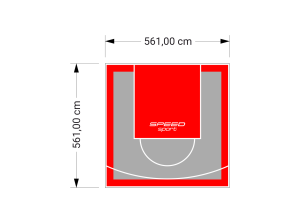 32M2/561X561CM SZARO-CZERWONE BOISKO DO KOSZYKÓWKI SPEEDSPORT HEXA POWER PRO