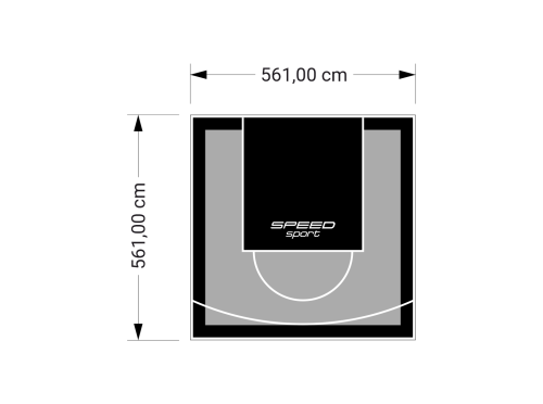 32M2/561X561CM SZARO-CZARNE BOISKO DO KOSZYKÓWKI SPEEDSPORT HEXA POWER PRO