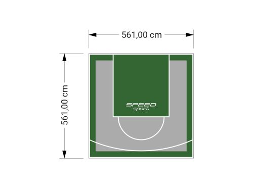 32M2/561X561CM SZARO-ZIELONE BOISKO DO KOSZYKÓWKI SPEEDSPORT HEXA POWER PRO