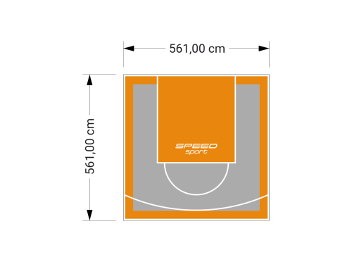 32M2/561X561CM SZARO-POMARAŃCZOWE BOISKO DO KOSZYKÓWKI SPEEDSPORT HEXA POWER PRO