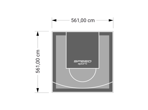 32M2/561X561CM SZARO-GRAFITOWE BOISKO DO KOSZYKÓWKI SPEEDSPORT HEXA POWER PRO