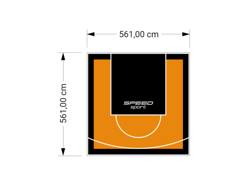 32M2/561X561CM POMARAŃCZOWO-CZARNE BOISKO DO KOSZYKÓWKI SPEEDSPORT HEXA POWER PRO