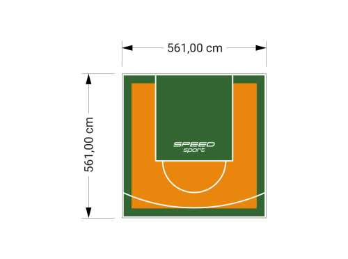 32M2/561X561CM POMARAŃCZOWO-ZIELONE BOISKO DO KOSZYKÓWKI SPEEDSPORT HEXA POWER PRO