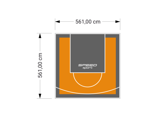 32M2/561X561CM POMARAŃCZOWO-GRAFITOWE BOISKO DO KOSZYKÓWKI SPEEDSPORT HEXA POWER PRO