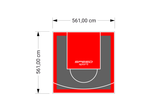 32M2/561X561CM GRAFITOWO-CZERWONE BOISKO DO KOSZYKÓWKI SPEEDSPORT HEXA POWER PRO