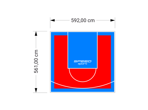 33M2/561X592CM CZERWONO-BŁĘKITNE BOISKO DO KOSZYKÓWKI SPEEDSPORT HEXA POWER PRO
