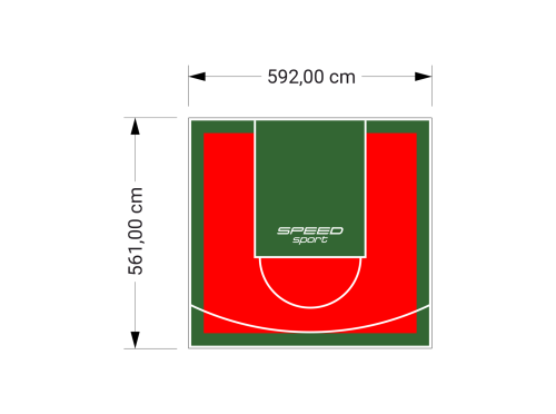 33M2/561X592CM CZERWONO-ZIELONE BOISKO DO KOSZYKÓWKI SPEEDSPORT HEXA POWER PRO
