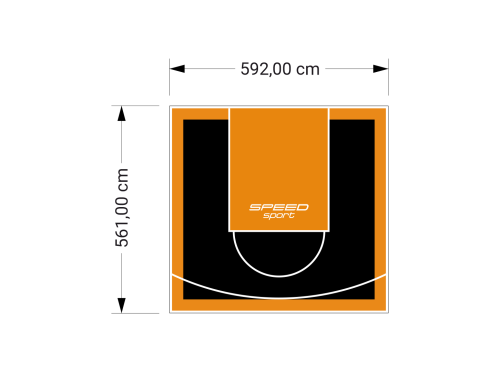 33M2/561X592CM CZARNO-POMARAŃCZOWE BOISKO DO KOSZYKÓWKI SPEEDSPORT HEXA POWER PRO