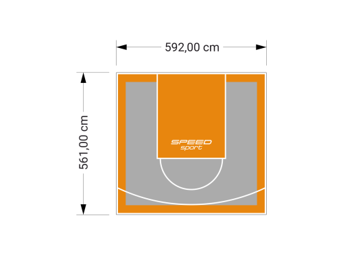 33M2/561X592CM SZARO-POMARAŃCZOWE BOISKO DO KOSZYKÓWKI SPEEDSPORT HEXA POWER PRO
