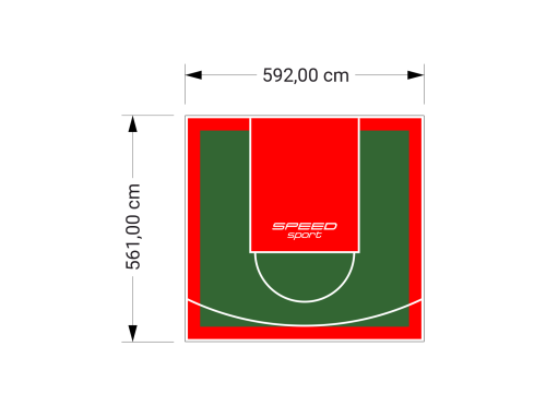 33M2/561X592CM ZIELONO-CZERWONE BOISKO DO KOSZYKÓWKI SPEEDSPORT HEXA POWER PRO