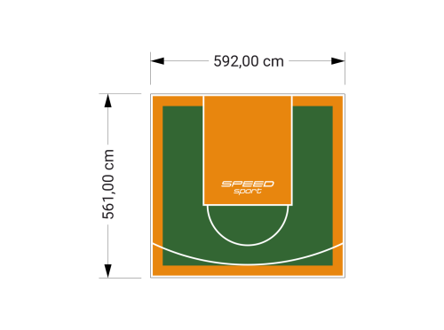 33M2/561X592CM ZIELONO-POMARAŃCZOWE BOISKO DO KOSZYKÓWKI SPEEDSPORT HEXA POWER PRO