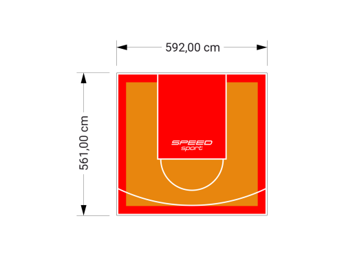33M2/561X592CM POMARAŃCZOWO-CZERWONE BOISKO DO KOSZYKÓWKI SPEEDSPORT HEXA POWER PRO