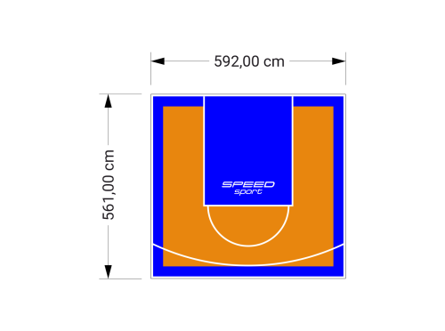 33M2/561X592CM POMARAŃCZOWO-NIEBIESKIE BOISKO DO KOSZYKÓWKI SPEEDSPORT HEXA POWER PRO