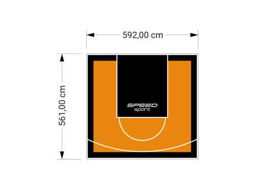 33M2/561X592CM POMARAŃCZOWO-CZARNE BOISKO DO KOSZYKÓWKI SPEEDSPORT HEXA POWER PRO