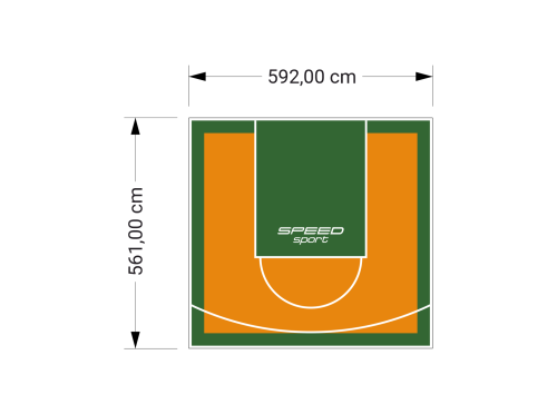 33M2/561X592CM POMARAŃCZOWO-ZIELONE BOISKO DO KOSZYKÓWKI SPEEDSPORT HEXA POWER PRO