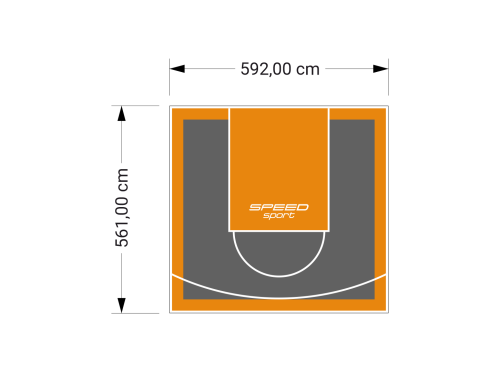 33M2/561X592CM GRAFITOWO-POMARAŃCZOWE BOISKO DO KOSZYKÓWKI SPEEDSPORT HEXA POWER PRO