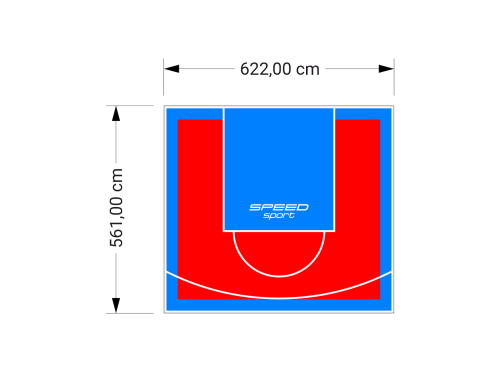 35M2/561X622CM CZERWONO-BŁĘKITNE BOISKO DO KOSZYKÓWKI SPEEDSPORT HEXA POWER PRO