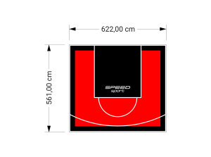 35M2/561X622CM CZERWONO-CZARNE BOISKO DO KOSZYKÓWKI SPEEDSPORT HEXA POWER PRO