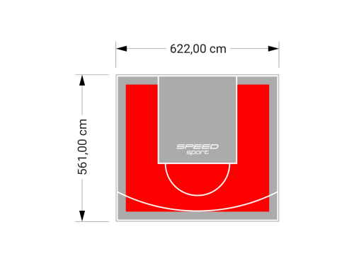 35M2/561X622CM CZERWONO-SZARE BOISKO DO KOSZYKÓWKI SPEEDSPORT HEXA POWER PRO