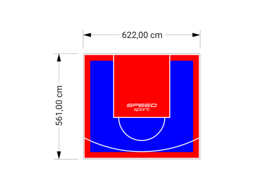 35M2/561X622CM NIEBIESKO-CZERWONE BOISKO DO KOSZYKÓWKI SPEEDSPORT HEXA POWER PRO