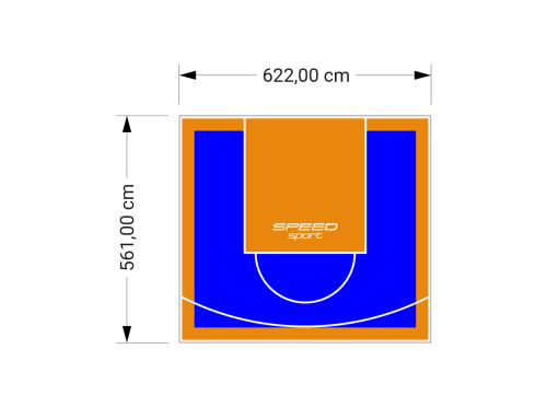 35M2/561X622CM NIEBIESKO-POMARAŃCZOWE BOISKO DO KOSZYKÓWKI SPEEDSPORT HEXA POWER PRO
