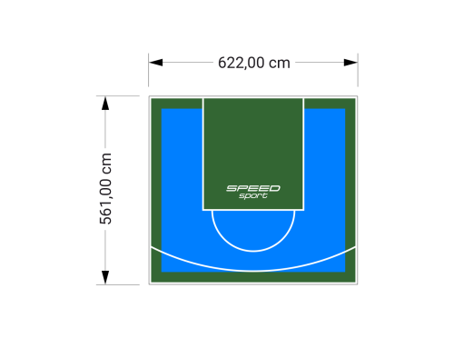 35M2/561X622CM BŁĘKITNO-ZIELONE BOISKO DO KOSZYKÓWKI SPEEDSPORT HEXA POWER PRO
