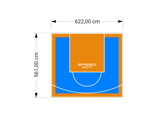 35M2/561X622CM BŁĘKITNO-POMARAŃCZOWE BOISKO DO KOSZYKÓWKI SPEEDSPORT HEXA POWER PRO