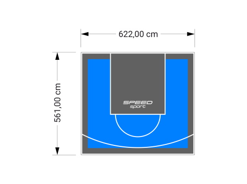 35M2/561X622CM BŁĘKITNO-GRAFITOWE BOISKO DO KOSZYKÓWKI SPEEDSPORT HEXA POWER PRO