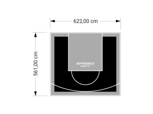 35M2/561X622CM CZARNO-SZARE BOISKO DO KOSZYKÓWKI SPEEDSPORT HEXA POWER PRO