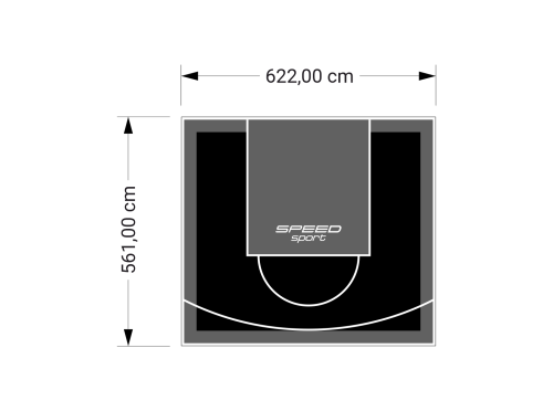 35M2/561X622CM CZARNO-GRAFITOWE BOISKO DO KOSZYKÓWKI SPEEDSPORT HEXA POWER PRO