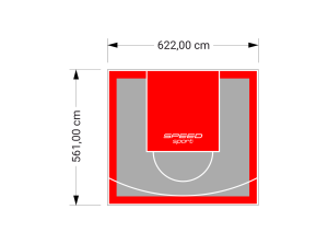 35M2/561X622CM SZARO-CZERWONE BOISKO DO KOSZYKÓWKI SPEEDSPORT HEXA POWER PRO
