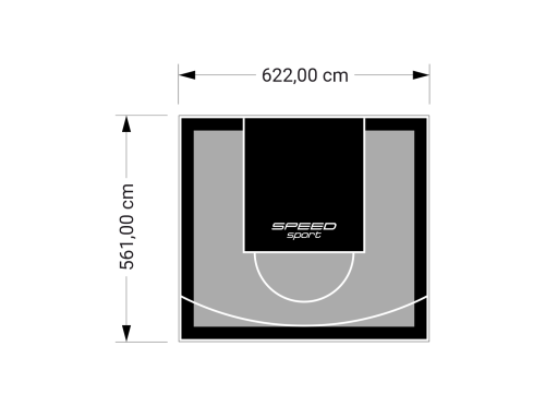 35M2/561X622CM SZARO-CZARNE BOISKO DO KOSZYKÓWKI SPEEDSPORT HEXA POWER PRO