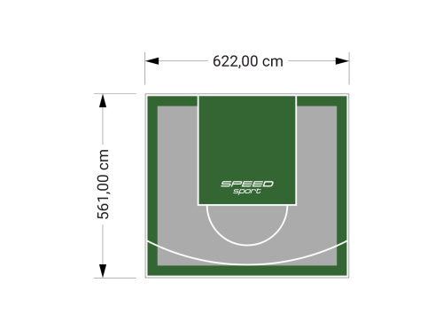 35M2/561X622CM SZARO-ZIELONE BOISKO DO KOSZYKÓWKI SPEEDSPORT HEXA POWER PRO