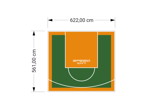 35M2/561X622CM ZIELONO-POMARAŃCZOWE BOISKO DO KOSZYKÓWKI SPEEDSPORT HEXA POWER PRO