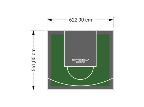 35M2/561X622CM ZIELONO-GRAFITOWE BOISKO DO KOSZYKÓWKI SPEEDSPORT HEXA POWER PRO