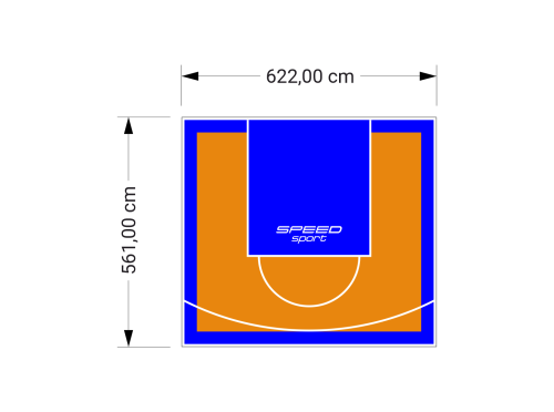 35M2/561X622CM POMARAŃCZOWO-NIEBIESKIE BOISKO DO KOSZYKÓWKI SPEEDSPORT HEXA POWER PRO