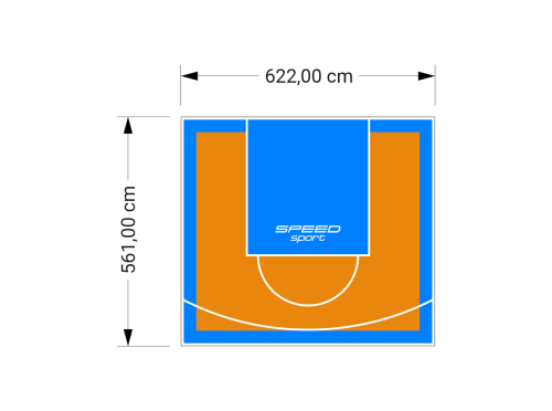 35M2/561X622CM POMARAŃCZOWO-BŁĘKITNE BOISKO DO KOSZYKÓWKI SPEEDSPORT HEXA POWER PRO