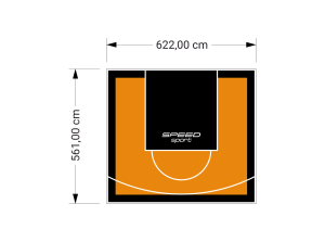 35M2/561X622CM POMARAŃCZOWO-CZARNE BOISKO DO KOSZYKÓWKI SPEEDSPORT HEXA POWER PRO