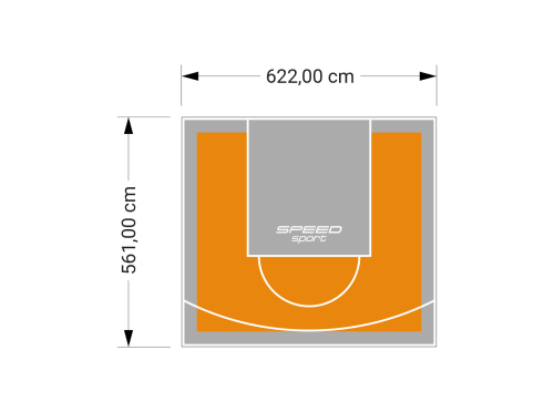 35M2/561X622CM POMARAŃCZOWO-SZARE BOISKO DO KOSZYKÓWKI SPEEDSPORT HEXA POWER PRO
