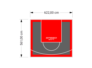 35M2/561X622CM GRAFITOWO-CZERWONE BOISKO DO KOSZYKÓWKI SPEEDSPORT HEXA POWER PRO