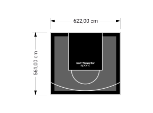 35M2/561X622CM GRAFITOWO-CZARNE BOISKO DO KOSZYKÓWKI SPEEDSPORT HEXA POWER PRO