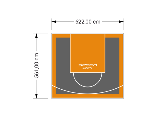 35M2/561X622CM GRAFITOWO-POMARAŃCZOWE BOISKO DO KOSZYKÓWKI SPEEDSPORT HEXA POWER PRO