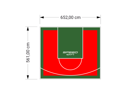37M2/561X652CM CZERWONO-ZIELONE BOISKO DO KOSZYKÓWKI SPEEDSPORT HEXA POWER PRO