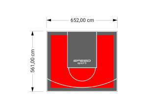 37M2/561X652CM CZERWONO-GRAFITOWE BOISKO DO KOSZYKÓWKI SPEEDSPORT HEXA POWER PRO