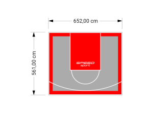 37M2/561X652CM SZARO-CZERWONE BOISKO DO KOSZYKÓWKI SPEEDSPORT HEXA POWER PRO